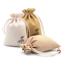 Pochette en toile de jute écologique et durable avec cordon de serrage et logo personnalisé pour le rangement - Taille réglable