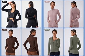 Vêtements de sport d'automne à manches longues, veste zippée ajustée, hauts d'entraînement, course à pied, sports d'<span class=keywords><strong>hiver</strong></span>, vêtements de sport de gym - Product Image 4