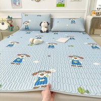 Nouvel été imprimé moderne simplicité respirant glace Latex drap de lit confortable peau amical tapis de refroidissement trois pièces ensemble