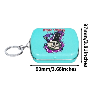 Biểu Tượng Tùy Chỉnh Kim Loại <span class=keywords><strong>Mini</strong></span> Hình Vuông Tinplate Thuốc Lá Cầm Tay Jar Thuốc Lá Thảo Mộc Lưu Trữ Container Với Móc Chìa Khóa - Product Image 3