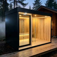 Sauna de Luxe Personnalisé en Bois Massif avec Douche Extérieure Intégrée, Spa Moderne pour Villa, Sauna en Bois Massif, Bain de Vapeur Humide et Baignoire de Glace