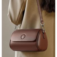 Sac cylindrique décontracté tendance 2026, haut de gamme et polyvalent, style preppy, géométrique, en PU, sac bandoulière pour femme