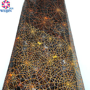 Tela de malla de araña de hierro <span class=keywords><strong>y</strong></span> plata reforzada con poliéster 100%, tela de punto de malla transparente brillante, falda de fiesta de escenario informal - Product Image 1