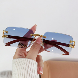 Frameless Sunglasses <b>Square</b> <b>Gold</b> <b>Frame</b> UV400 Light Weight Men's Sunshades Class 2 Plastic And Metal Lens Ac - Product Image 1
