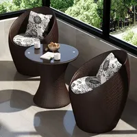 Ensemble de meubles de patio en rotin PE pour l'extérieur, 3 pièces, table et chaises de balcon, vente en gros, directement de l'usine, OEM ODM personnalisé