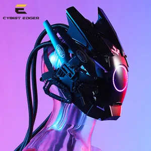Cyber19 capacete gótico de punk, capacete de tecnologia para cosplay de halloween, capacete futurista com luz led