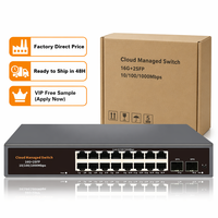 Switch Ethernet PoE Gigabit Administrado de 16 Puertos, VLAN, QoS, Gestión por Aplicación Web, Switch de Red para Seguridad CCTV
