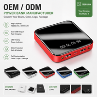Batterie Externe 20000mAh, Chargeur Portable pour Téléphone Mobile, Power Bank avec Rétroviseur LED