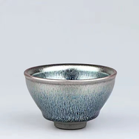 Authentique bol à thé Tenmoku en céramique argentée de type Jian de Chine, 125 ml, tasse à thé faite à la main, tasse de dégustation Kung Fu, tasse de maître, coffret cadeau