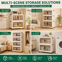 Meuble de rangement pliable à 5 niveaux en plastique avec roulettes, empilable et mobile, sans installation, en PP, pour dortoir (vente en gros)