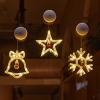 Lumières de Noël à LED à piles avec ventouses, en forme de rennes, de Père Noël et de cloches, pour décorer les fenêtres, les murs et les jardins.