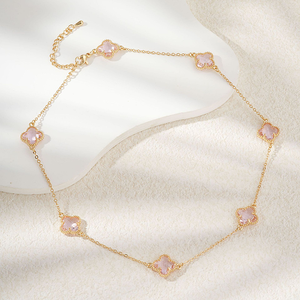 <span class=keywords><strong>Collar</strong></span> de Joyería Elegante Personalizado para Mujer, Chapado en Oro, <span class=keywords><strong>Collar</strong></span> de Acero Inoxidable con Trébol para Mujeres y Niñas - Product Image 2