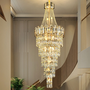 Lámpara colgante de cristal K9 de techo alto con iluminación de celo candelabro de Villa LED largo para Hogar Moderno - Product Image 3