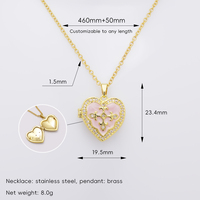 Pendentif Cœur Romantique avec Deux Cadres Photo, Bordure en Cristal et Émail, en Laiton et Acier Inoxydable, Collier Bijou Souvenir pour la Personne Chérie