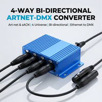 Controlador Artnet DMX512 Profesional de 4 Puertos, Conversor de Señal de Red Bidireccional de 3/5 Pines, Salida de Iluminación de Escenario de 4 Vías, IP33 AC