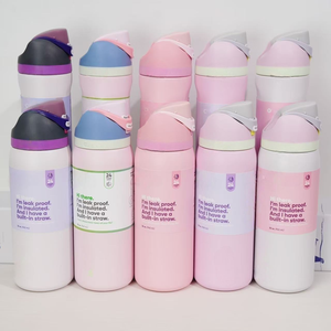 24oz/32oz Dubbelwandige RVS beker Vacuüm geïsoleerde sportwaterfles voor volwassenen Hoge kwaliteit Lekvrije rietjes drinkbeker - Product Image 1