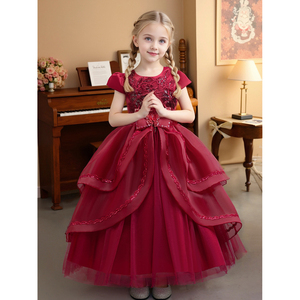 Vestido de tul irregular largo para niñas mayores, elegante traje de actuación para escenario de piano, disfraz de festival navideño - Product Image 3
