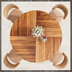 Tavolo da Pranzo Rustico Marrone 47\" in Legno Rotondo per 4 Persone con Base Incrociata per Cucina e Sala da Pranzo - Product Image 4