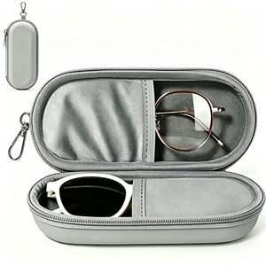 Estuche de viaje para gafas de EVA con carcasa rígida, forro suave, caja de almacenamiento con cremallera, portátil, con llavero, logotipo personalizado para gafas de miopía. - Product Image 3