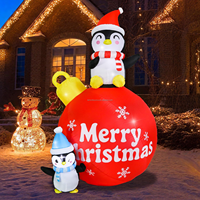 Pingouin de Noël gonflable de 6,5 pieds avec boule lumineuse LED Joyeux Noël, ornement pour la cour, la pelouse, la maison, la décoration extérieure des fêtes