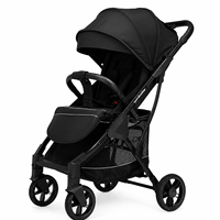 Poussette bébé 3-en-1 pliable et portable avec cadre en alliage, 4 roues et système de dossier inclinable pour les voyageurs