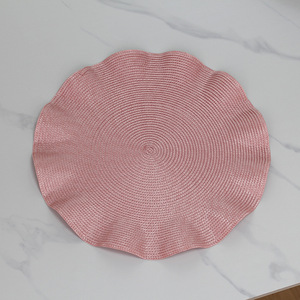 Classic Lotus Leaf Design Non-Slip Plastic <strong>Round</strong> <strong>Place</strong> <strong>Mats</strong> Washable Dining Table Placemats - Product Image 4