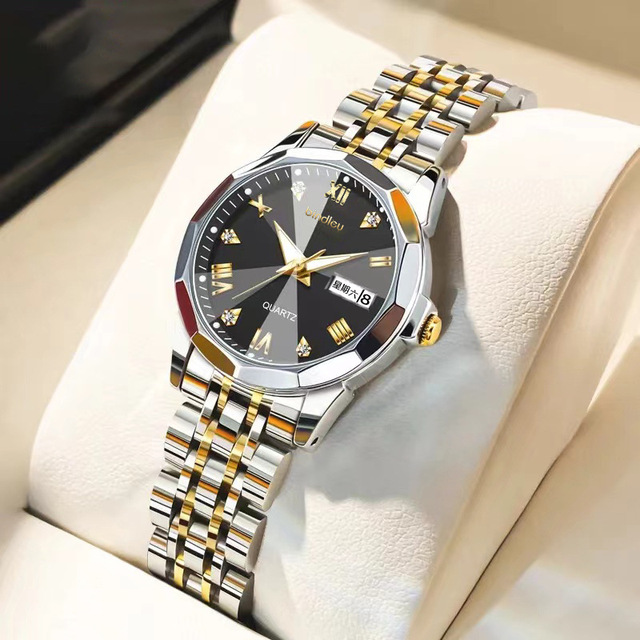 Custom Logo Men's Luxury Stainless Steel Analog Calendar Quartz Watch with Quartz Movement ODM Product
