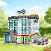 Ensemble de blocs de construction MOC Street View City Hospital, 2866 pièces, modèle à assembler, jouet de construction avec lumière, cadeau éducatif pour enfants