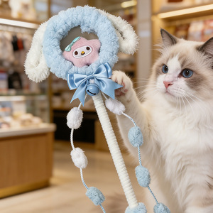 Bâtonnet à chat en peluche de dessin animé bleu, long, anti-ennui, jouet interactif pour chats - Product Image 4