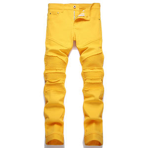 Los pantalones de mezclilla personalizables de varios colores para hombres incluyen negro liso Damen Grau <span class=keywords><strong>Calsa</strong></span> Jeans Homem Preto Yellow Jeans para hombres - Product Image 1
