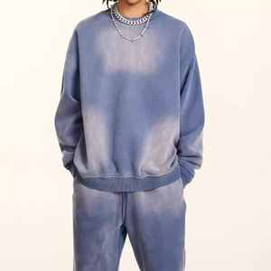 เสื้อสเวตเชิ้ตผู้ชายแบบสั่งทำพิเศษ 300 GSM พรีเมียม ทรงโอเวอร์ไซส์ แบบสวมหัว ล้างสีและฟอกสี คอกลม สำหรับผู้ชายและเสื้อฮู้ดดี้แบบยูนิเซ็กซ์ - Product Image 4