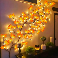Guirlande lumineuse LED en forme de branche de cerisier, rose, feuille d'érable, papillon, avec télécommande, 8 modes, pour Noël, décoration murale, décoration de fête