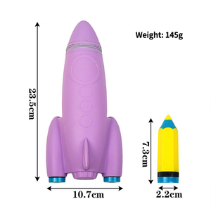 로켓 모양 실리콘 문구 가방 - 새로운 귀여운 창의적인 선물 학생 필통 학교 용품 - Product Image 1