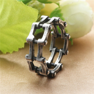 Men's <b>Titanium</b> Steel Motorcycle <b>Chain</b> Ring Retro Punk Style Geometric Hollow Jewelry Gift - Product Image 2
