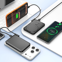 Batterie externe magnétique ultra-fine 10000mAh, charge rapide avec câble, batteries externes sans fil pour téléphone