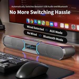 Haut-parleurs d'ordinateur Bluetooth RGB personnalisés OEM, <span class=keywords><strong>barre</strong></span> <span class=keywords><strong>de</strong></span> <span class=keywords><strong>son</strong></span> multimédia portable 2.0 avec éclairage dynamique arc-en-ciel - Product Image 6