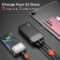 Banco de Energía de Alta Capacidad de 20000 mAh para Exteriores, Carga Rápida PD de 45 W, LED, USB-C, QC3.0, Micro USB para iPhone 15, para Laptop Samsung