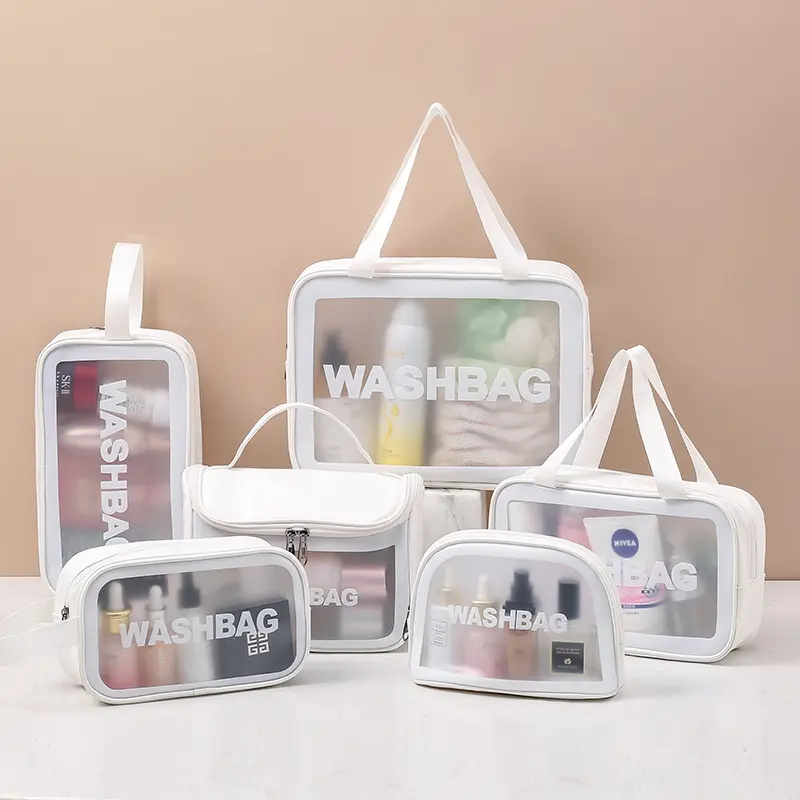 Customized Logo Pvc Clear Zipper Wash Cosmetic Bag Waterproof Make Up Bag
