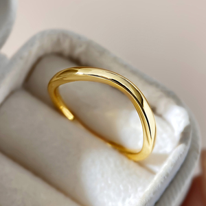 Curved Band <b>Plain</b> Stackable <b>Ring</b> 18K Gold Plated Minimalist Jewelry Dainty <b>Rings</b> for Women Daily - Product Image 4
