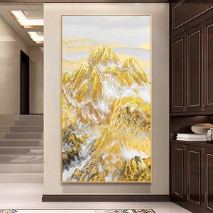 ภาพวาดสีน้ำมันวาดด้วยมือ ภูเขาจินซาน ภาพทิวทัศน์ กรอบทอง รูปทรงสี่เหลี่ยมผืนผ้า ศิลปะตกแต่งผนังทางเข้าหรูหราทันสมัย - Product Image 1