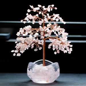 Rose Quartz <b>Crystal</b> <b>Tree</b> Ornament Pink Floral Home Decoration Gift Craft Decorative Plant - Product Image 4