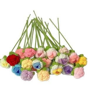 Flores Tejidas a Crochet Hechas a Mano, Flores Artificiales <span class=keywords><strong>de</strong></span> Hilo <span class=keywords><strong>de</strong></span> Lana, Decoración para el Hogar, Regalo, Venta al Por Mayor - Product Image 5