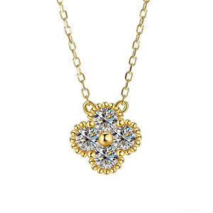 Conjunto de Collar, Pendientes y Pulsera de Plata 925 con Moissanita y Trébol de Cuatro Hojas para Mujer, Certificado de Valoración Nacional, Superventas - Product Image 4