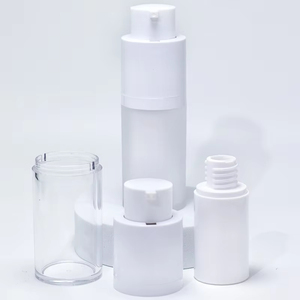 Cosmetic Luxury pp Airless Pump Bottle 15ml 30ml 50ml White Double Wall Airless Serum Bottle With Frosted Refillable Bottle - Product Image 6