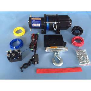 รอกไฟฟ้า 12V พร้อมเชือกสังเคราะห์ ตะขอเกี่ยว ติดตั้งแบบยึดด้วยสลักเกลียว โครงสร้างเหล็ก ควบคุมด้วยรีโมทแบบมีสาย สำหรับการช่วยเหลือทางออฟโรด - Product Image 1