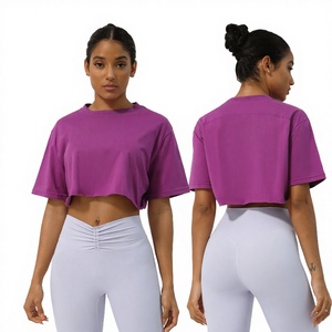 เสื้อยืดครอปแขนสามส่วน ผ้าโพลีเอสเตอร์/คอตตอน 120 กรัม คอรูปตัวยู ผ้าตาข่าย แต่งไฟ EL ด้านหน้าไหล่ สำหรับทุกเพศ - Product Image 3