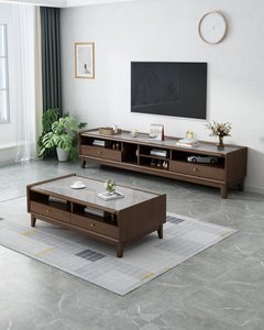 Modern Oak <b>TV</b> <b>Stand</b> with Marble Top Storage Drawers Living Room Media Console Cabinet - Product Image 4