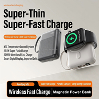 Batterie externe portable OEM 22,5 W à chargement rapide, magnétique, sans fil, finition caoutchoutée douce au toucher, câble intégré