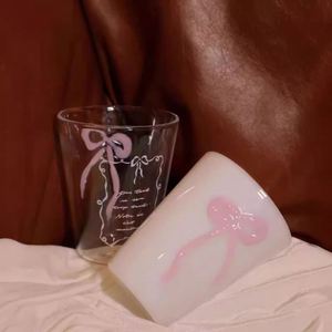 \Premium Brand Bowknot High Borosilicate Transparent Internet Celebrity Mug Ladies Glass Cup <b>Drinkware</b> - Product Image 3