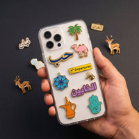 Autocollant de téléphone en émail doux personnalisé du Liban, autocollant de téléphone en métal fait à la main, autocollant en émail du Liban